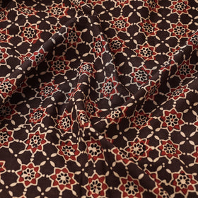 Brown Natural Dyed Block Print Cotton Ajrakh Fabric