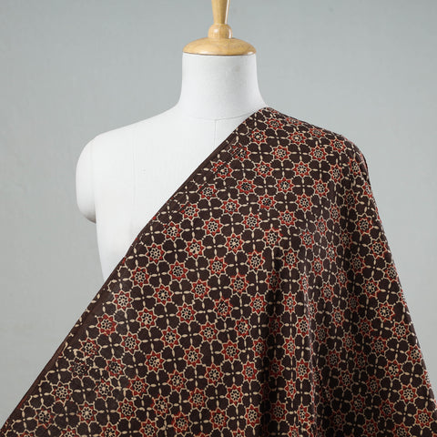 Brown Natural Dyed Block Print Cotton Ajrakh Fabric