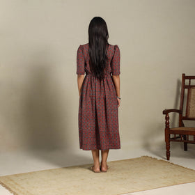 Brown - natural dyed cotton fit & flare dress 05