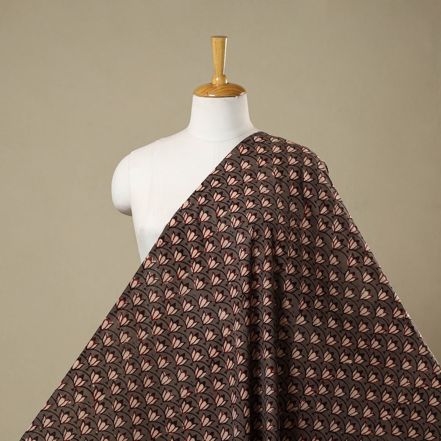 Brown - natural dyed cotton nandana fabric 11 - handcrafted