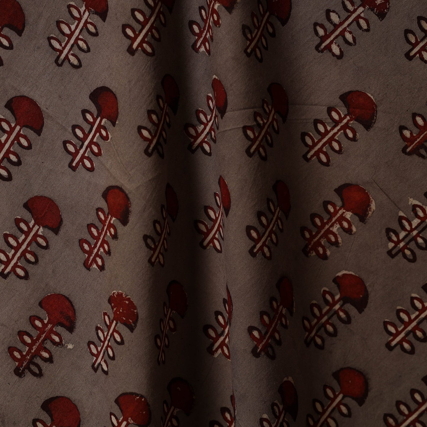 Brown - natural dyed cotton nandana fabric 12 - handcrafted