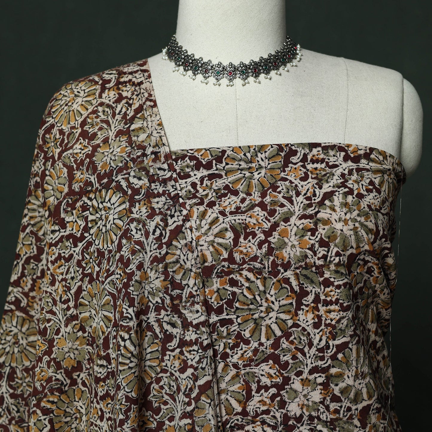 Natural dyed block print cotton pedana kalamkari 2pc
