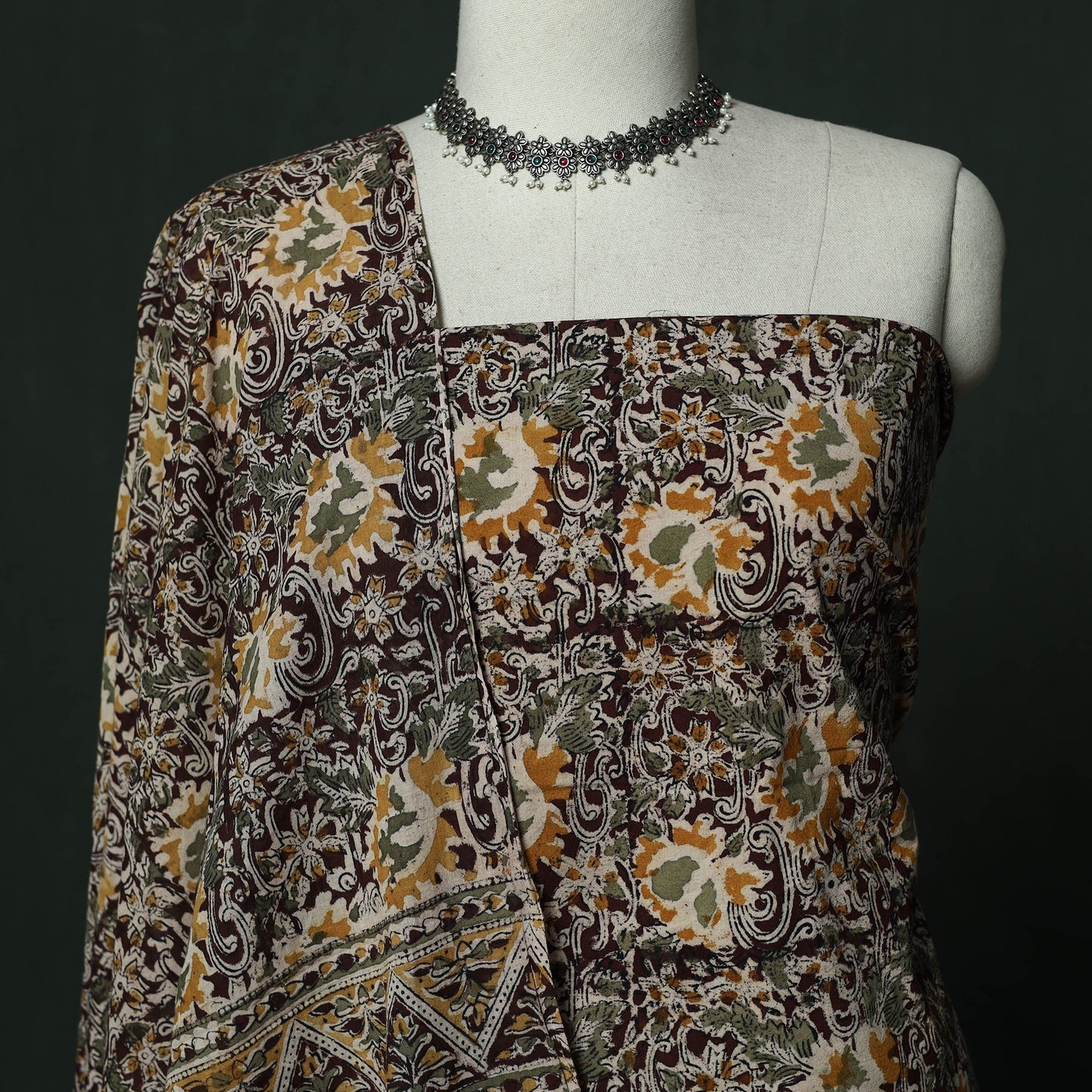 Natural dyed block print cotton pedana kalamkari 2pc
