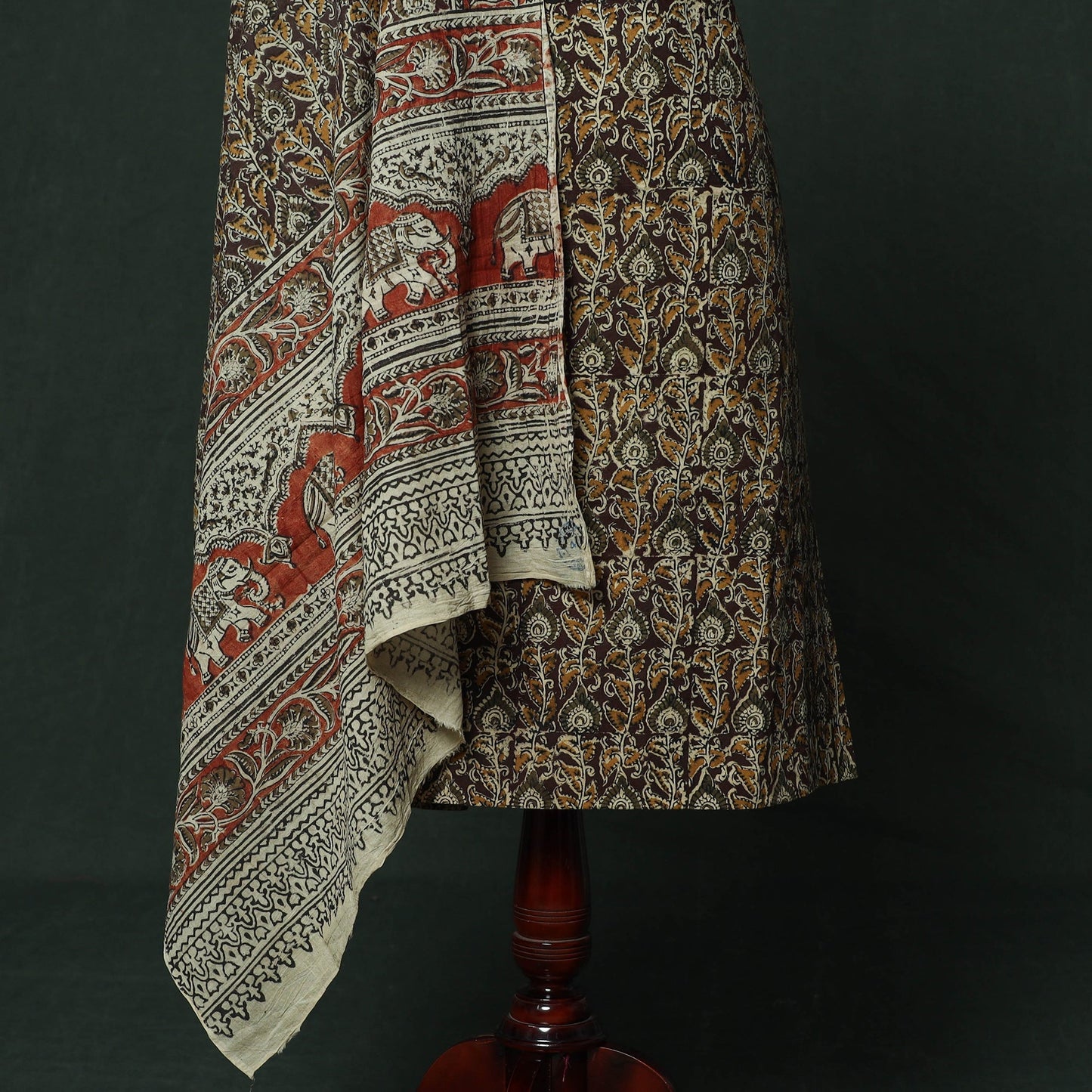 Natural dyed block print cotton pedana kalamkari 2pc