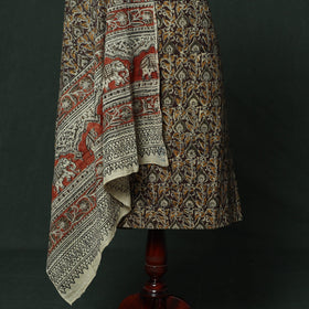 Natural dyed block print cotton pedana kalamkari 2pc