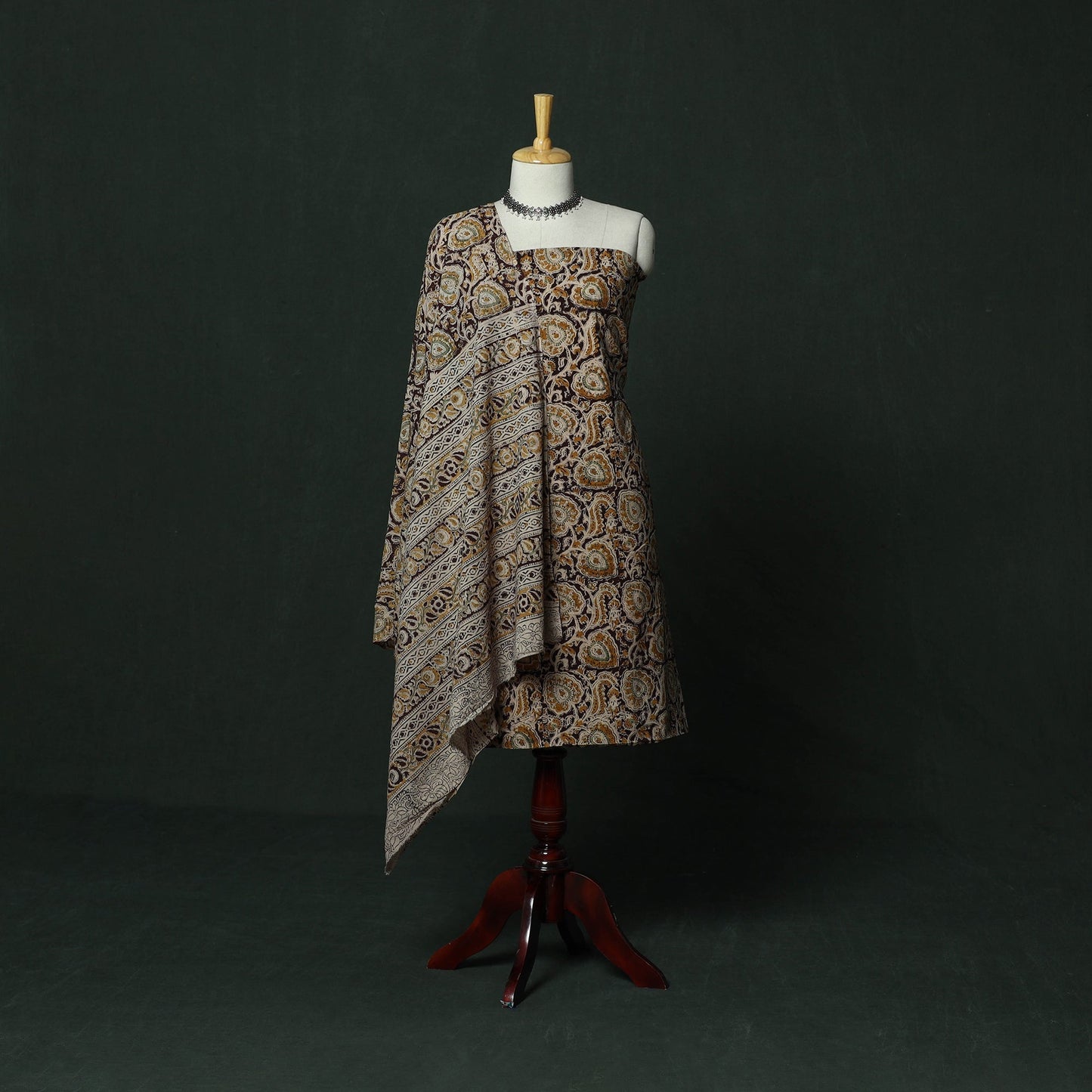 Natural dyed block print cotton pedana kalamkari 2pc