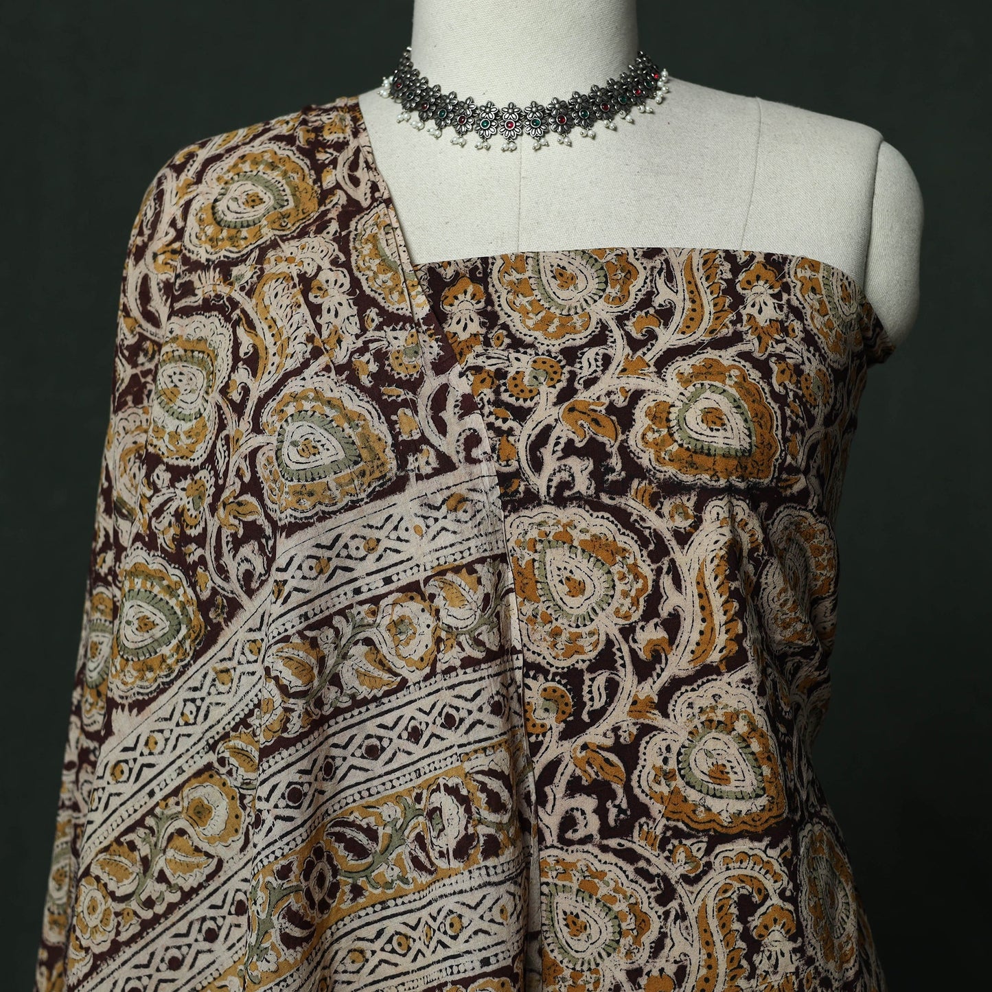 Natural dyed block print cotton pedana kalamkari 2pc