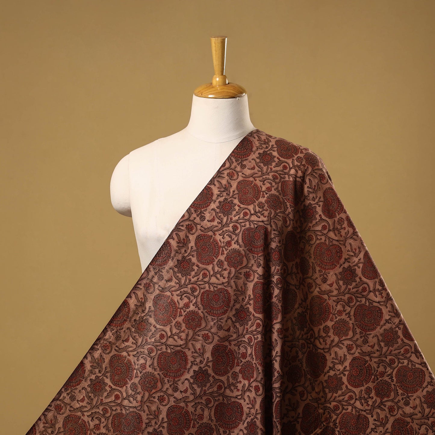 Natural dyed cotton vanaspati bagru fabric 07 - handcrafted