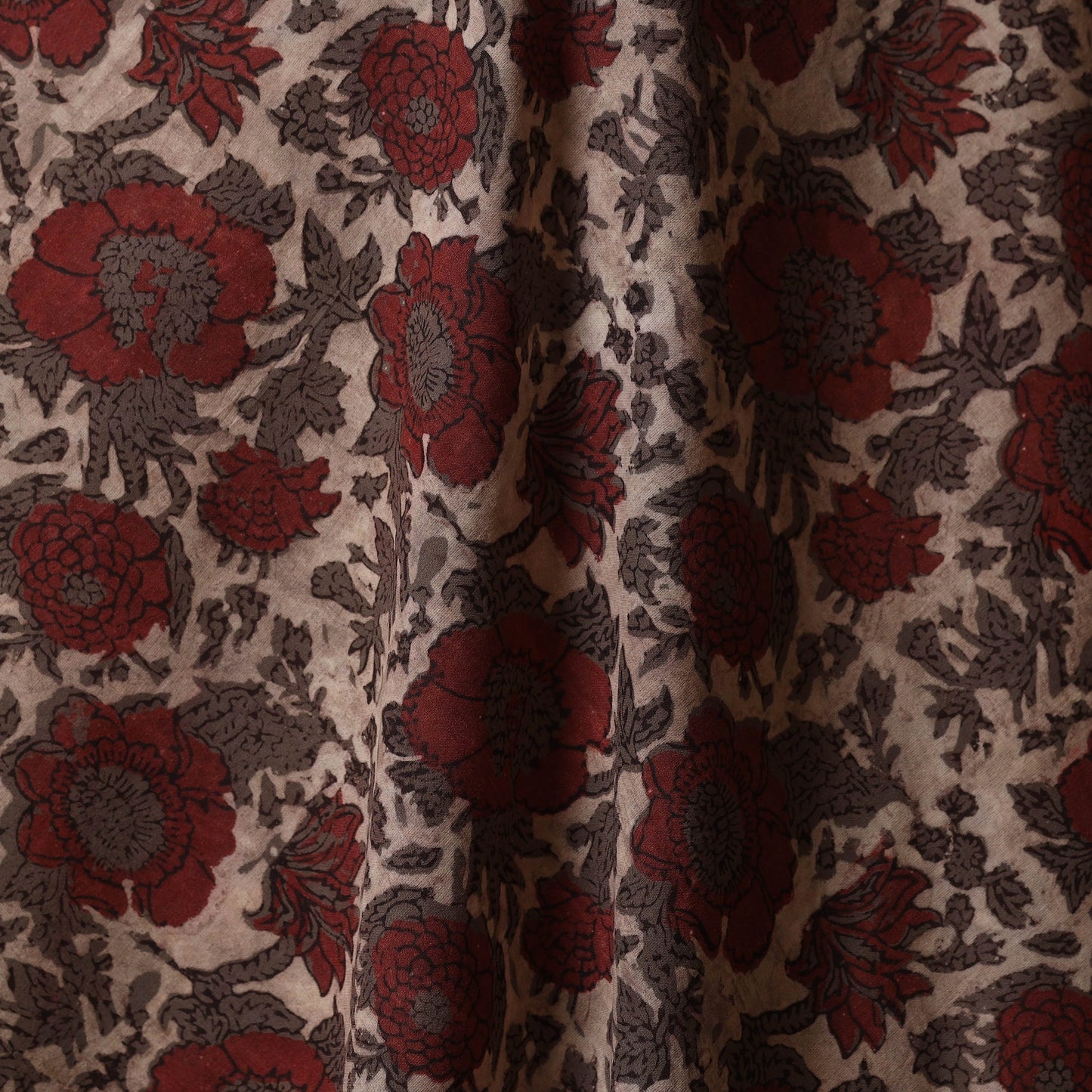 Brown - natural dyed cotton vanaspati bagru fabric 10