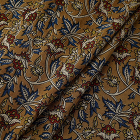  Brown Natural Dyed Block Print Kalamkari Cotton Fabric