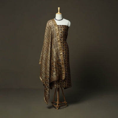 Natural dyed block print maheshwari silk jahota 3pc