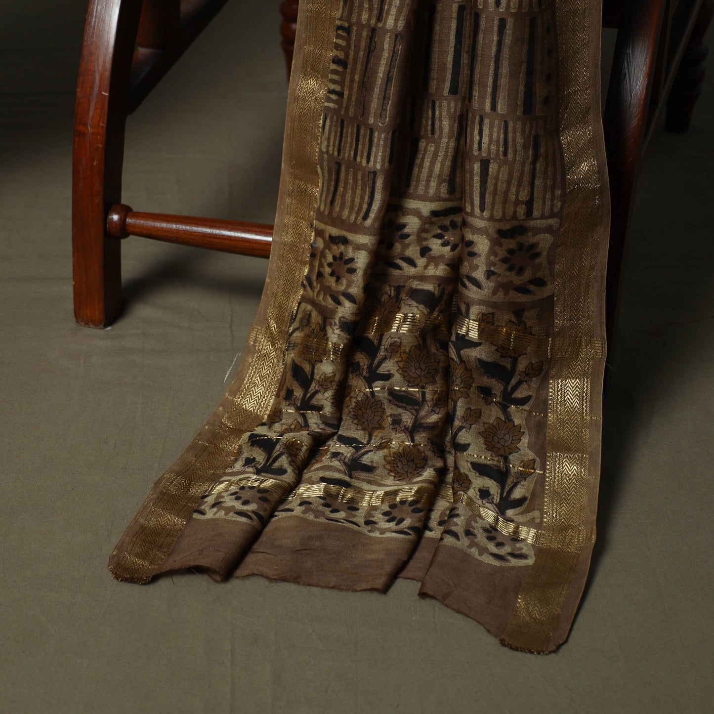 Natural dyed block print maheshwari silk jahota 3pc