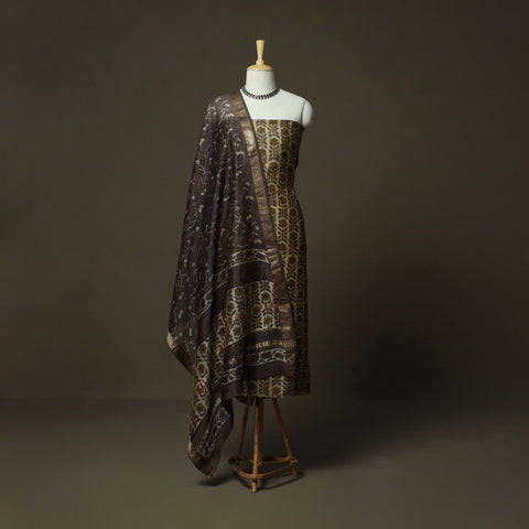 Natural dyed block print maheshwari silk jahota 3pc