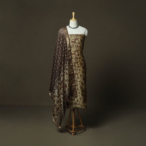 Natural dyed block print maheshwari silk vanaspati bagru