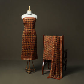 Natural dyed block print maheshwari silk vanaspati bagru