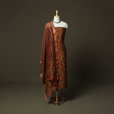 Natural dyed block print maheshwari silk vanaspati bagru