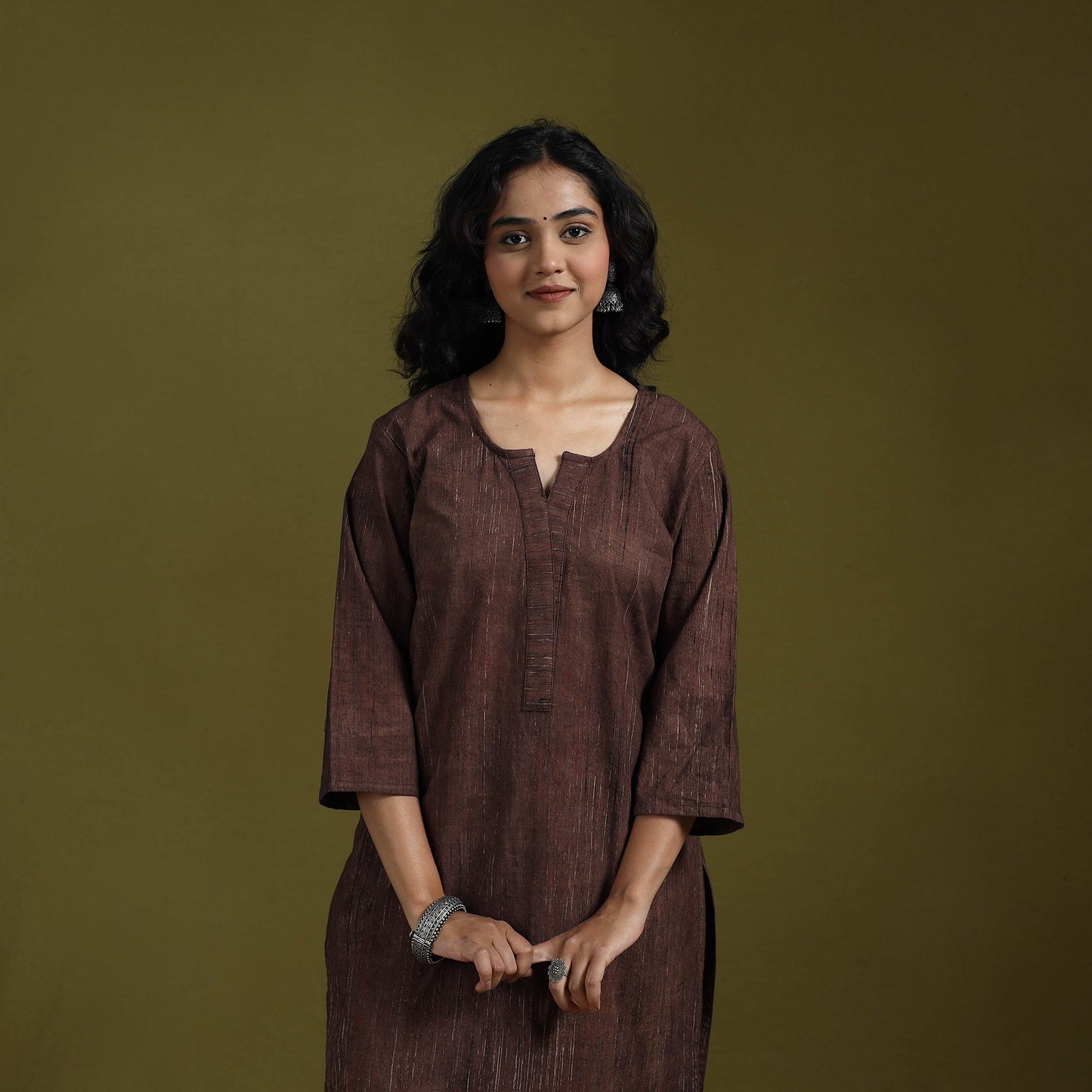 Natural dyed brush design ajrakh print cotton suit set
