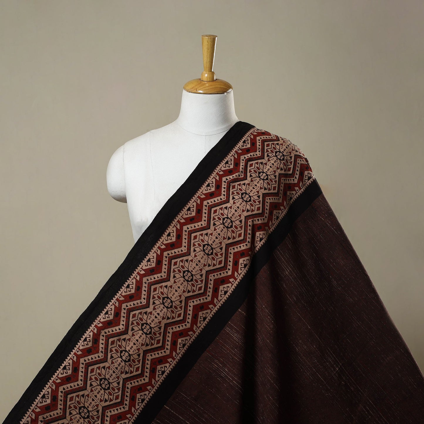 Natural dyed brush design cotton fabric 01 - handcrafted
