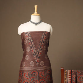 Brown - natural dyed chanderi silk 2pc unstitched dress