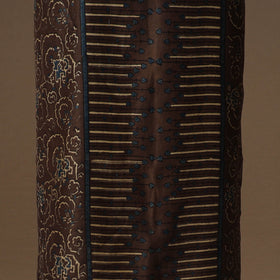 Brown Natural Dyed Chanderi Silk 2pc Unstitched Ajrakh Dress Material