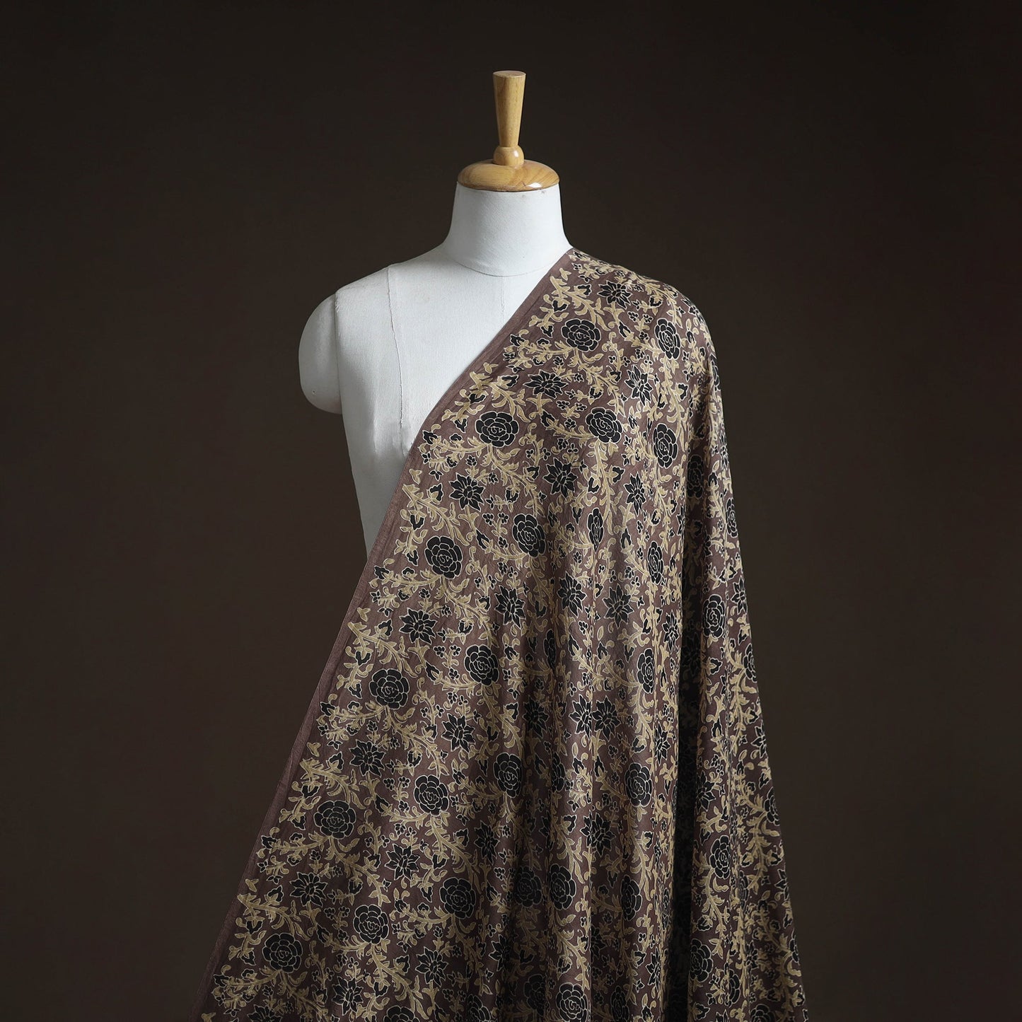Natural dyed chanderi silk kutch hand block ajrakh print