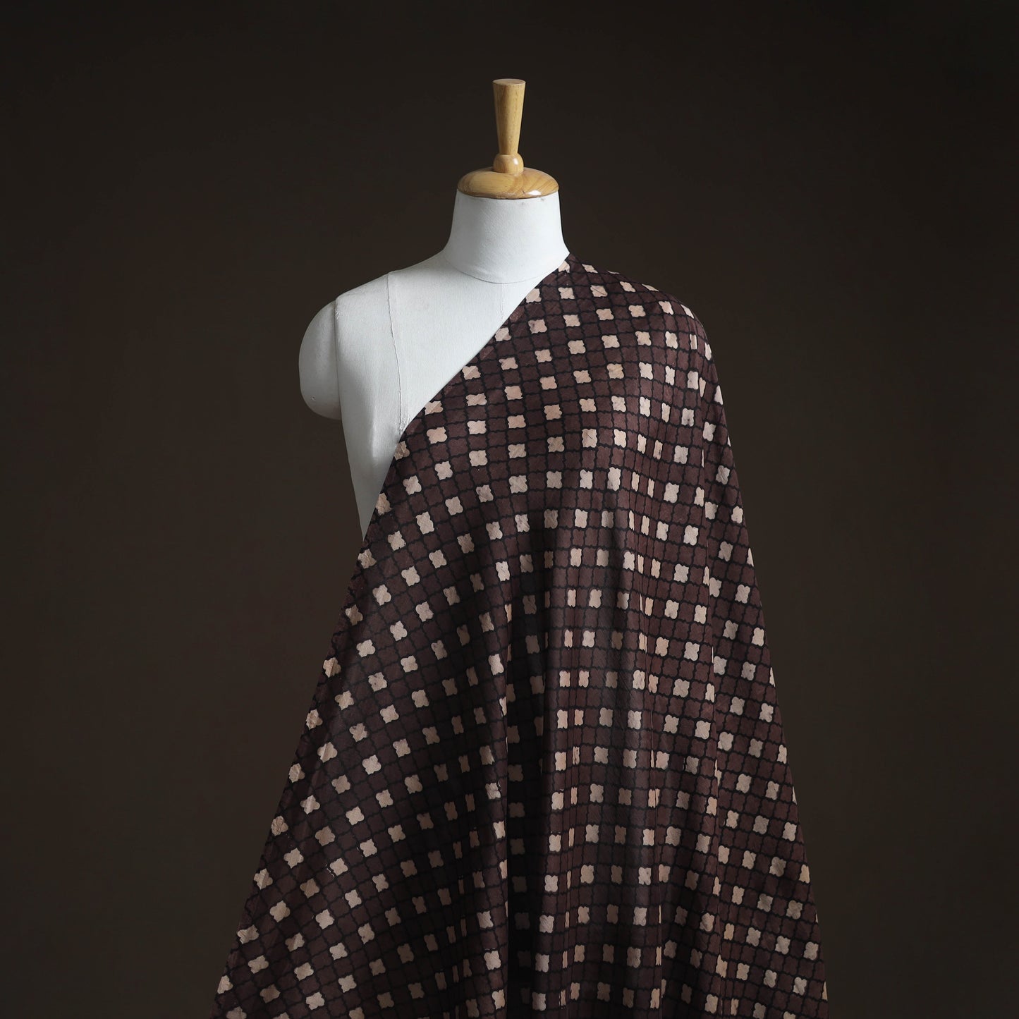 Natural dyed chanderi silk kutch hand block ajrakh print