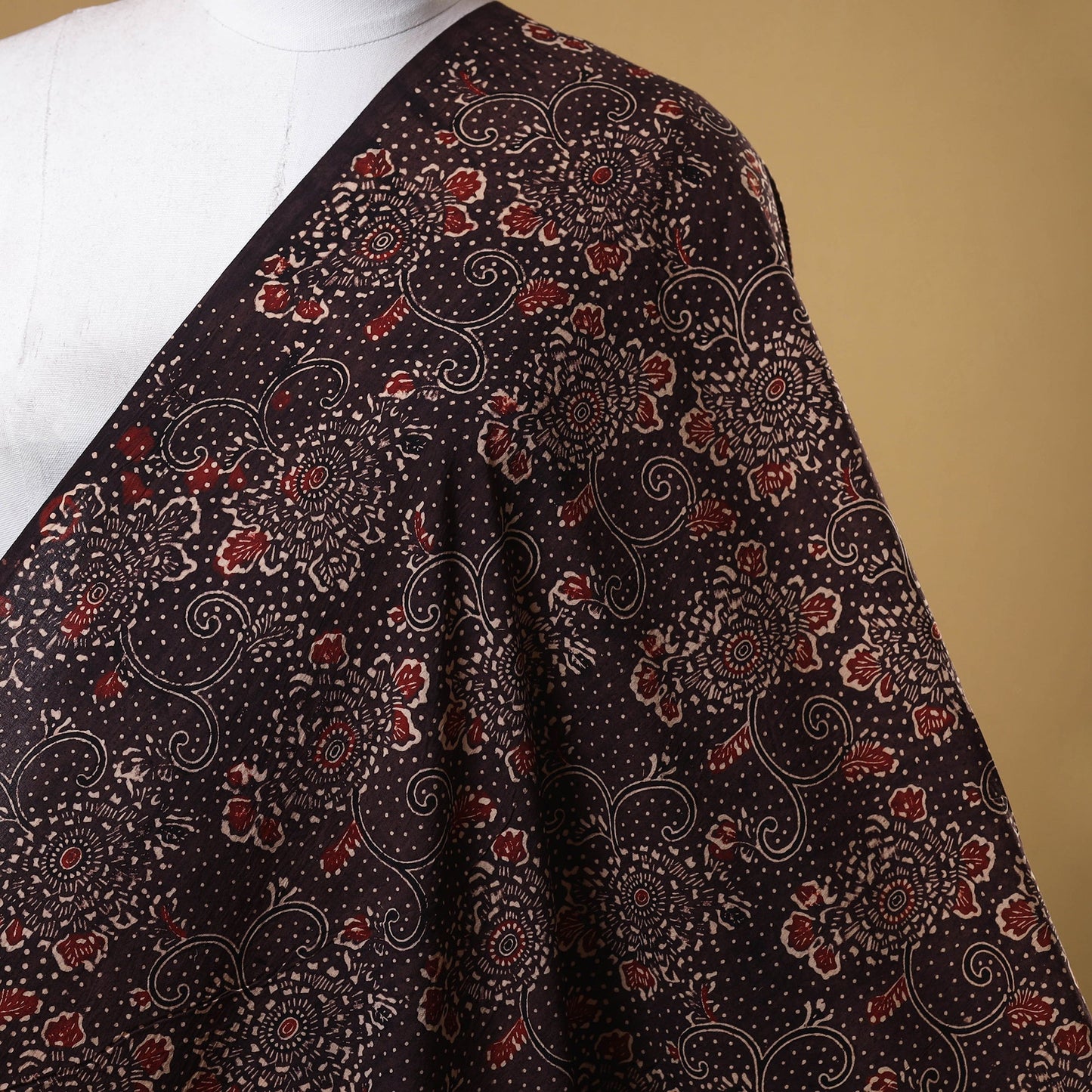 Brown - natural dyed cotton fabric 25 - handcrafted