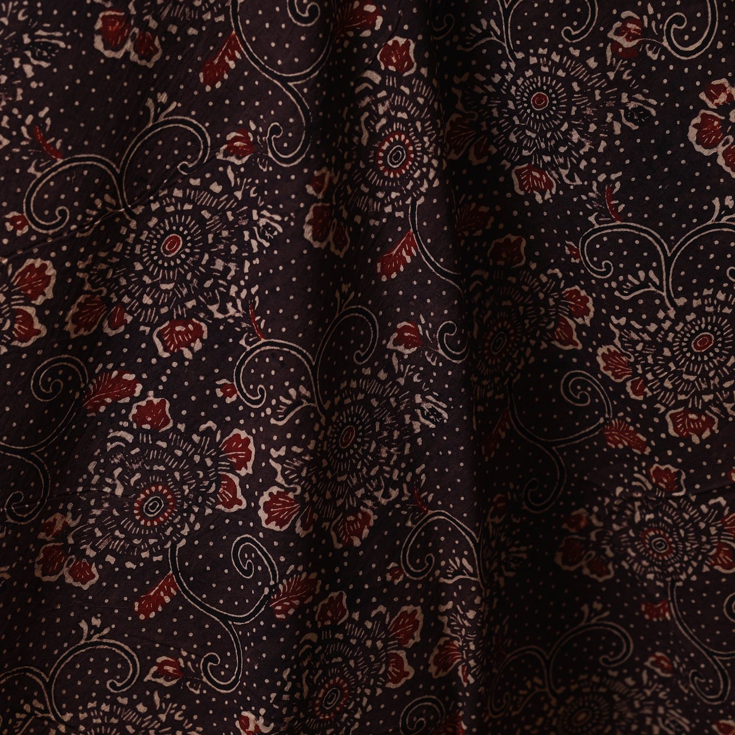 Brown - natural dyed cotton fabric 25 - handcrafted