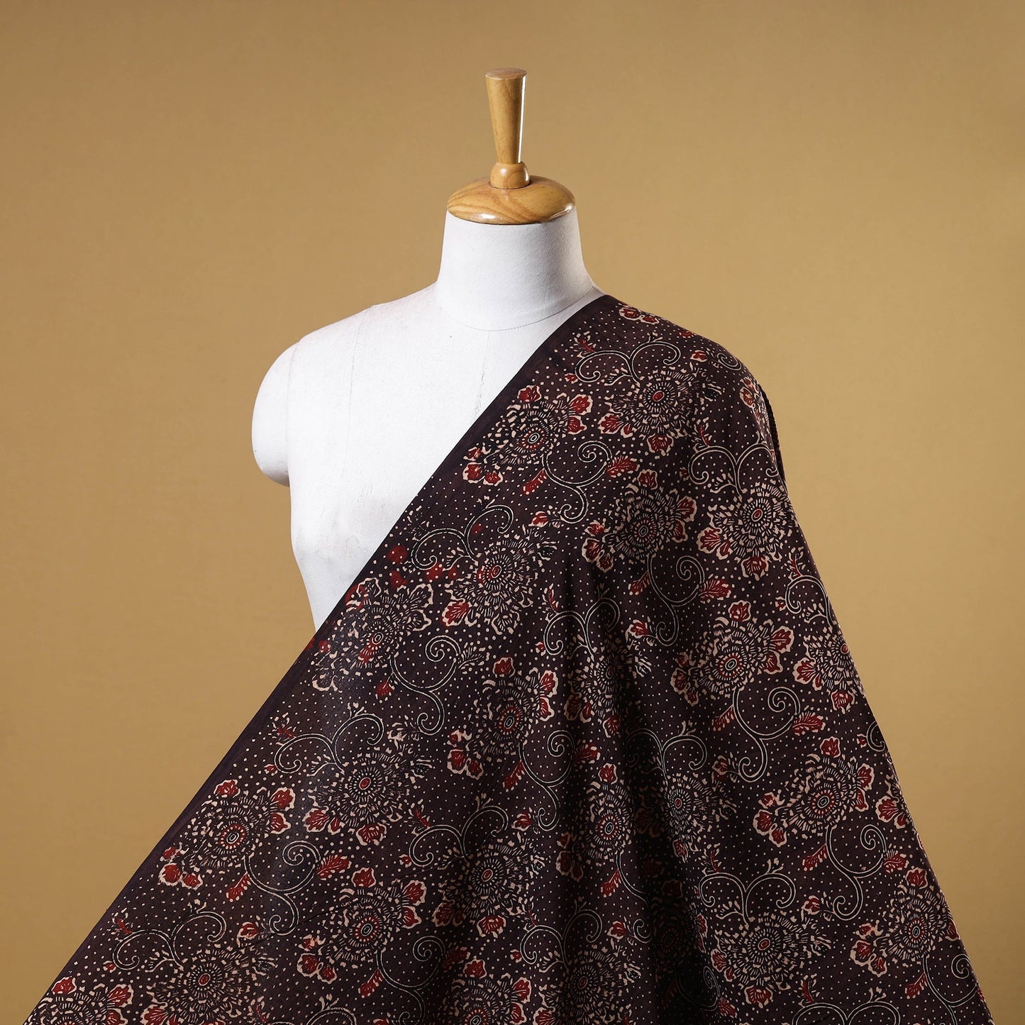 Brown - natural dyed cotton fabric 25 - handcrafted