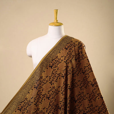 Brown - natural dyed cotton bagh fabric 31 - handcrafted
