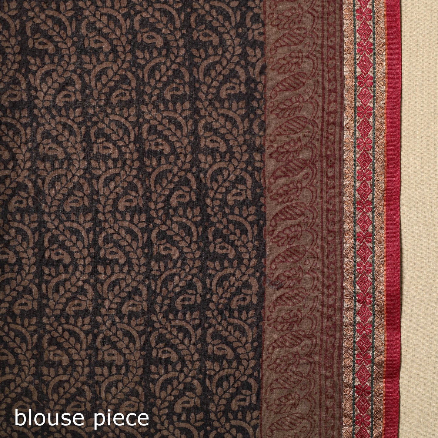 Brown - natural dyed cotton bagh saree 07 - handcrafted