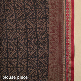 Brown - natural dyed cotton bagh saree 07 - handcrafted