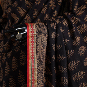 Brown - natural dyed cotton bagh saree 19 - handcrafted