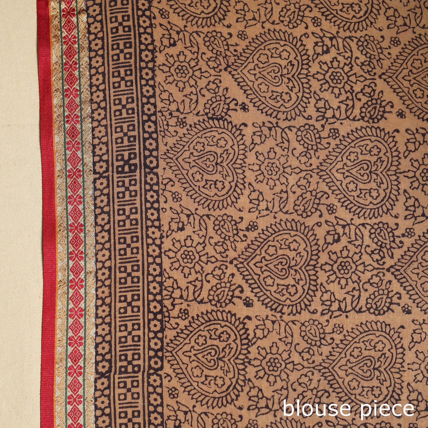 Brown - natural dyed cotton bagh saree 19 - handcrafted