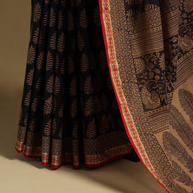 Brown - natural dyed cotton bagh saree 19 - handcrafted