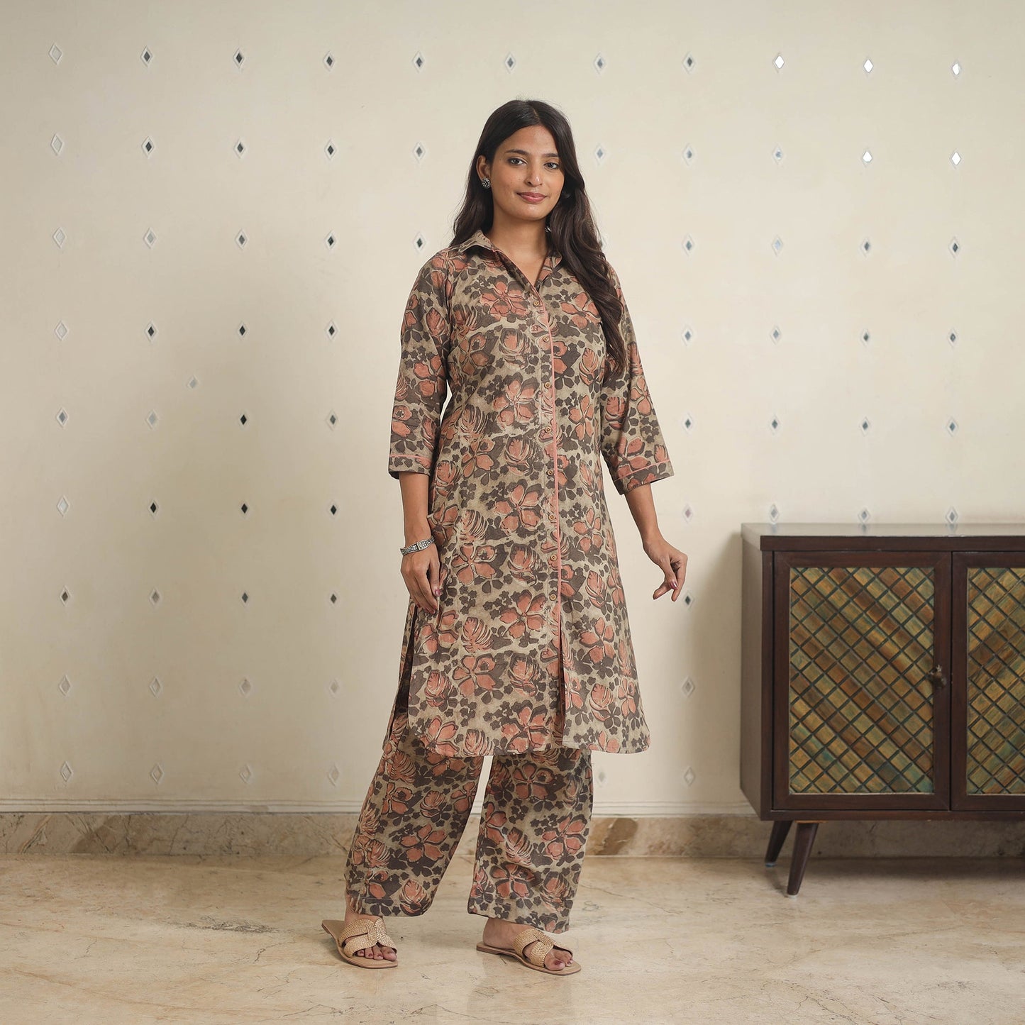 Brown - natural dyed cotton bagru dabu co-ord set 13