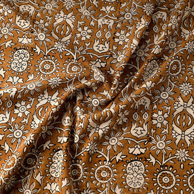 Brown Natural Dyed Cotton Bagru Block Print Fabric