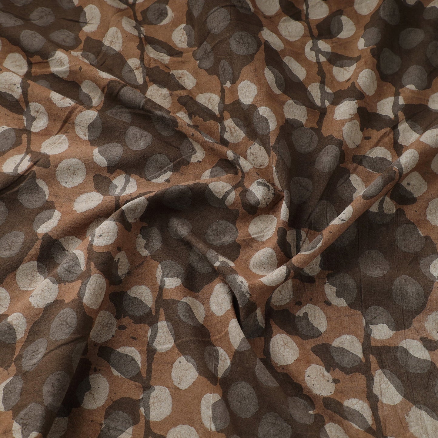Brown - natural dyed cotton bindaas fabric - dotted