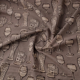 Brown Natural Dyed Cotton Bindaas Block Print Fabric