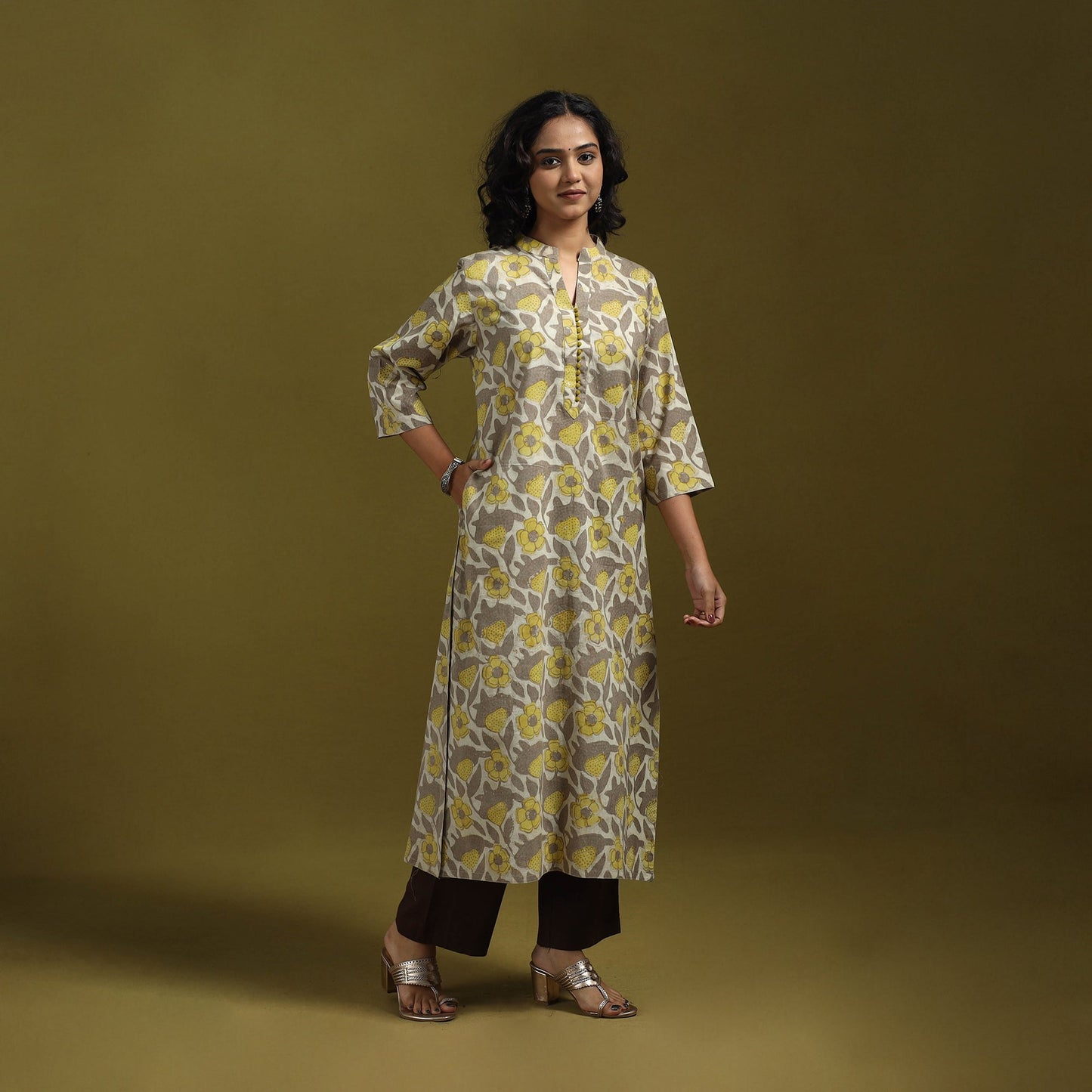 Natural dyed cotton straight kurta for women 07