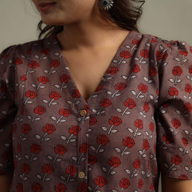 Natural dyed cotton button down dress 07 - handcrafted