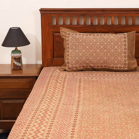 Brown - natural dyed cotton double bed sheet set 01