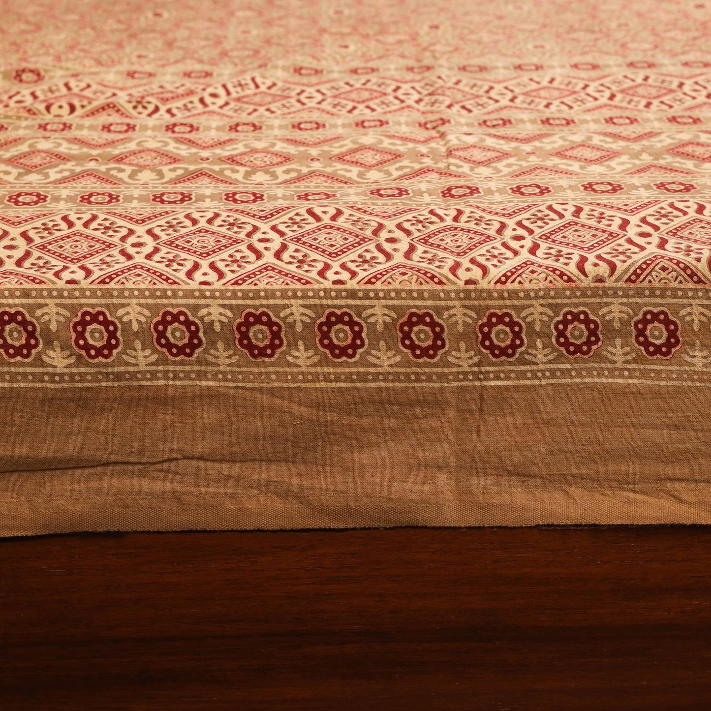 Brown - natural dyed cotton double bed sheet set 01