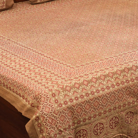 Brown - natural dyed cotton double bed sheet set 01