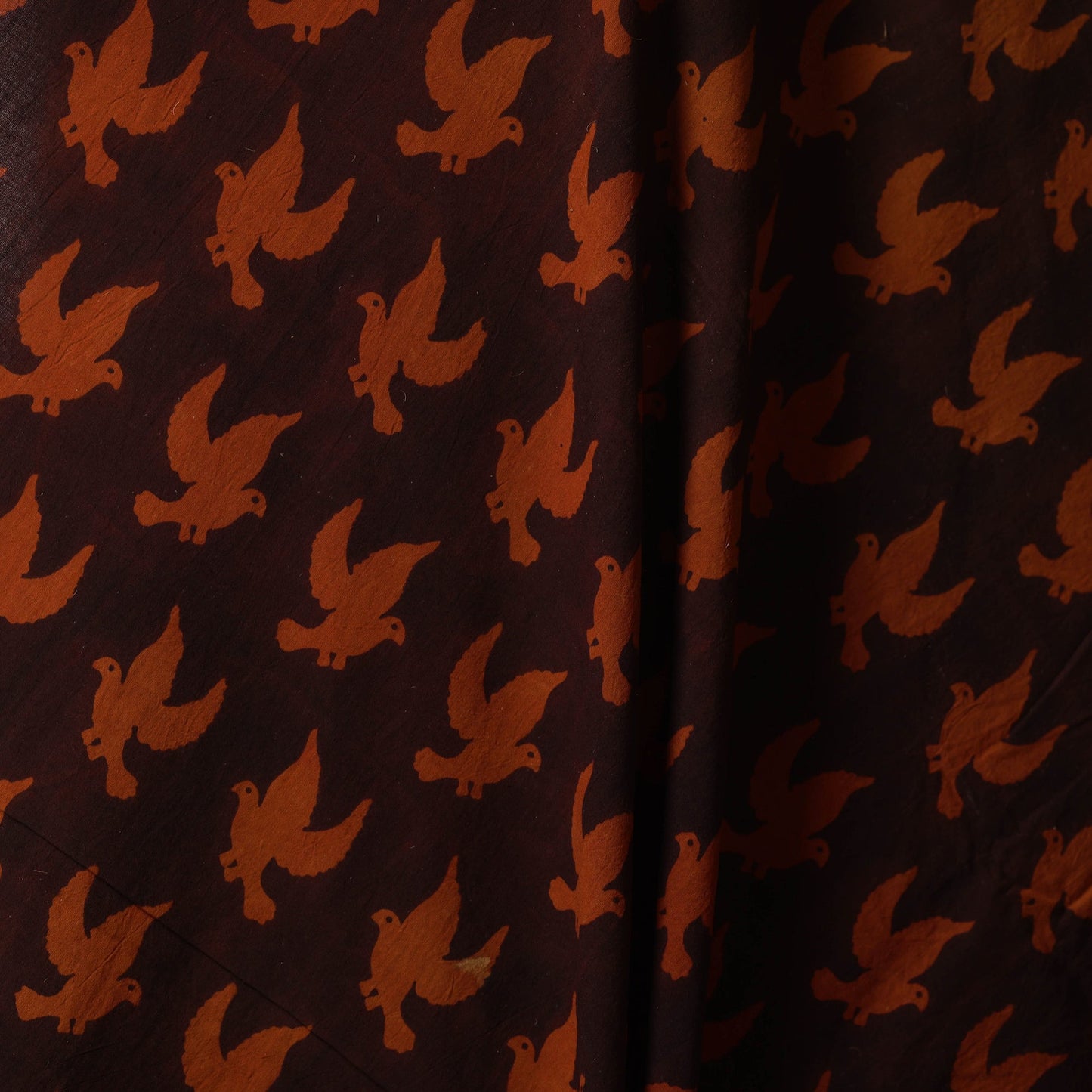 Brown - natural dyed cotton fabric 12 - handcrafted