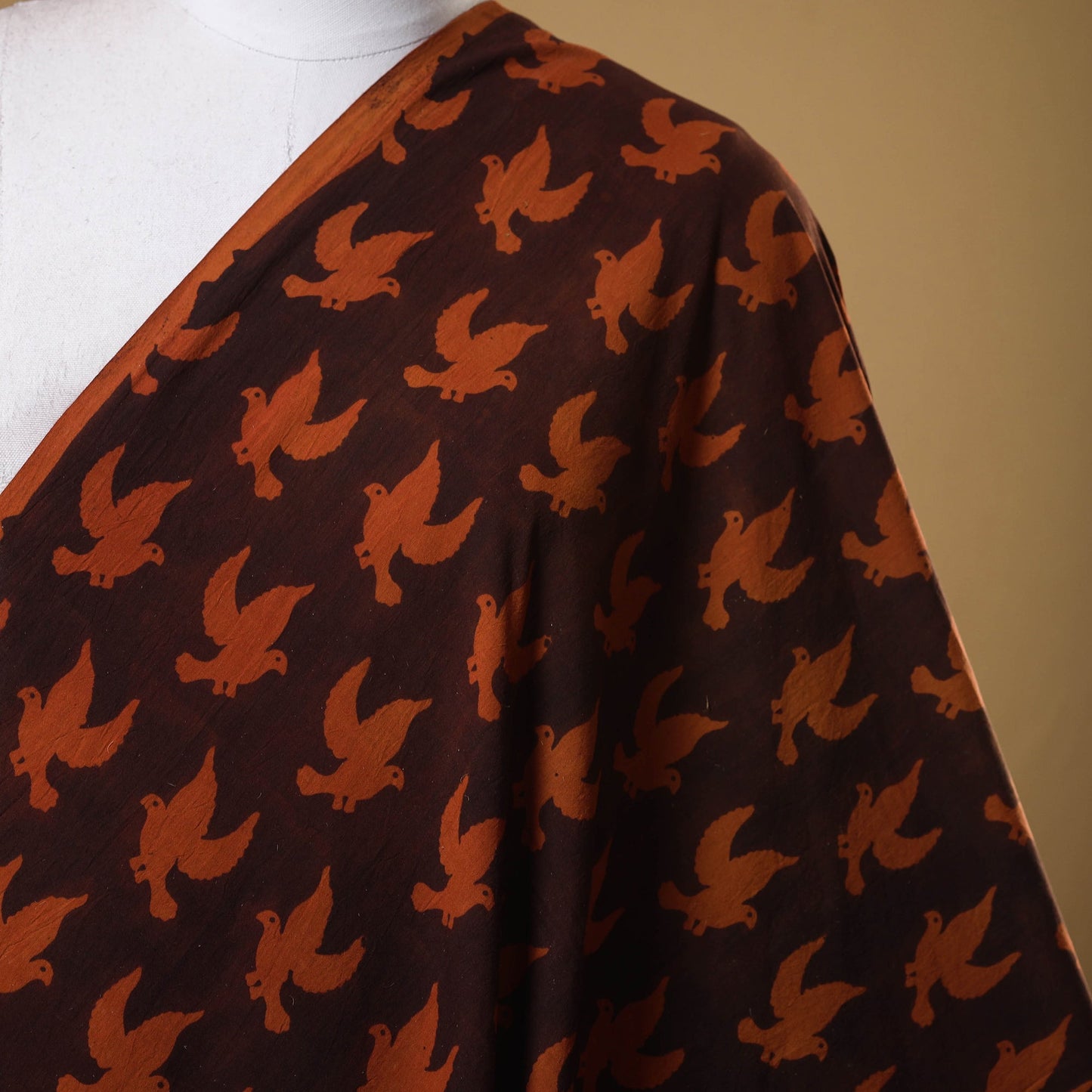 Brown - natural dyed cotton fabric 12 - handcrafted