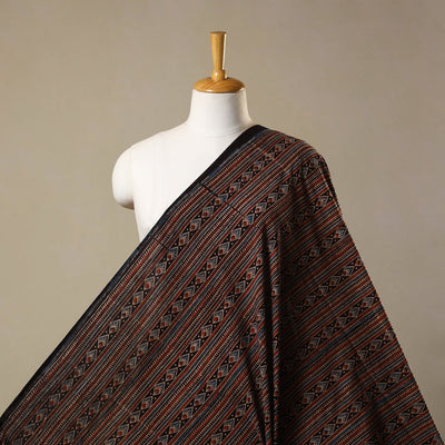 Brown Natural Dyed Block Print Cotton Ajrakh Fabric