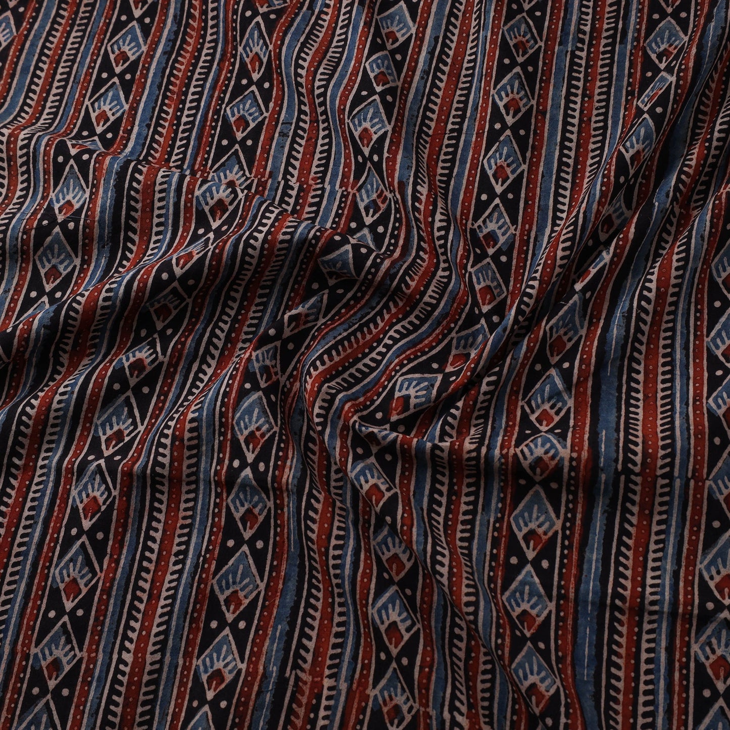 Brown Natural Dyed Block Print Cotton Ajrakh Fabric
