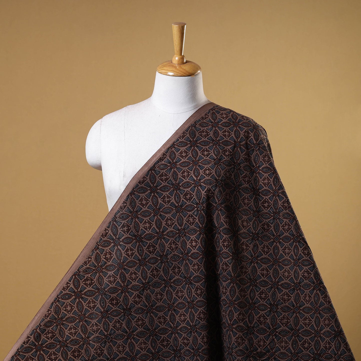 Brown - natural dyed cotton fabric 70 - handcrafted