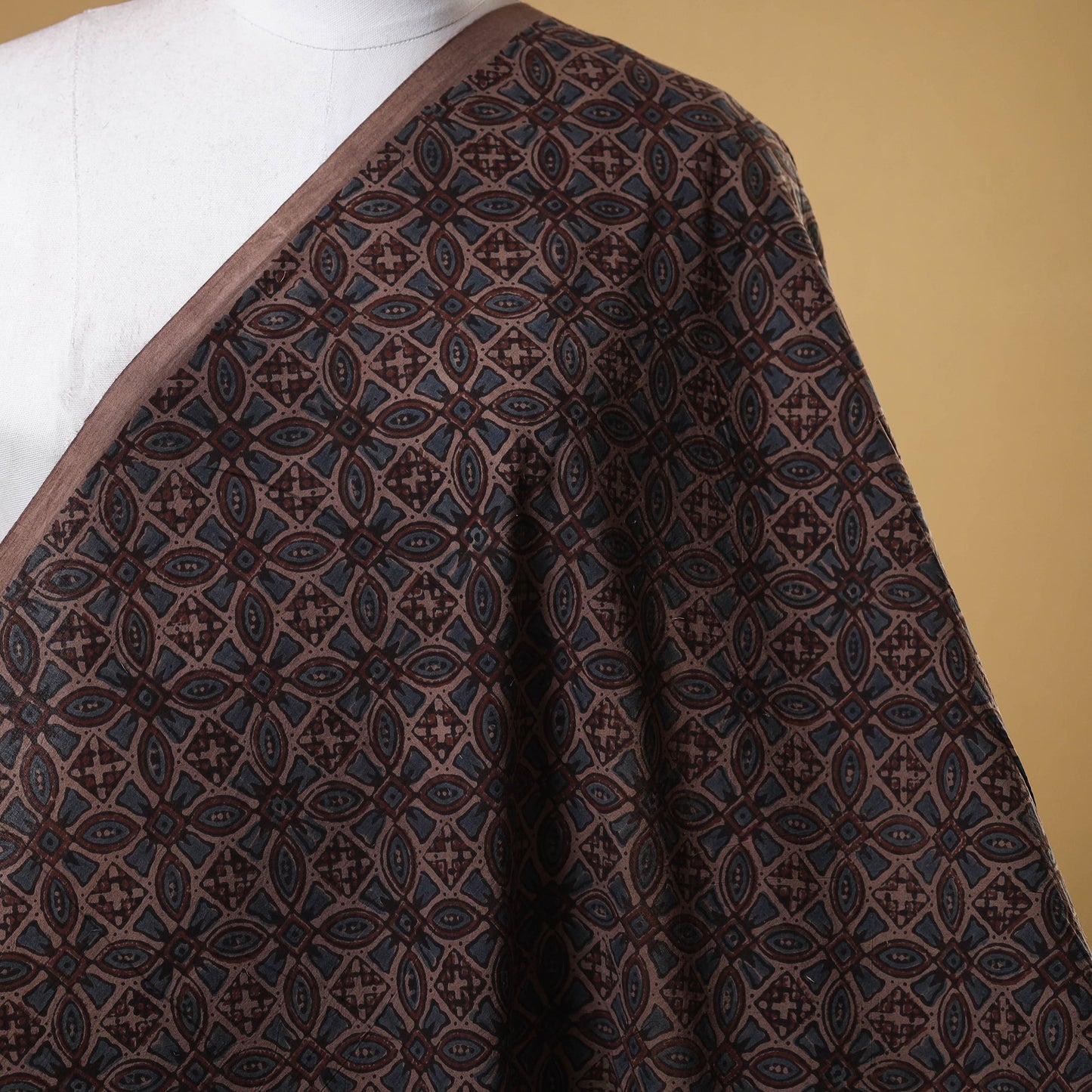 Brown - natural dyed cotton fabric 70 - handcrafted